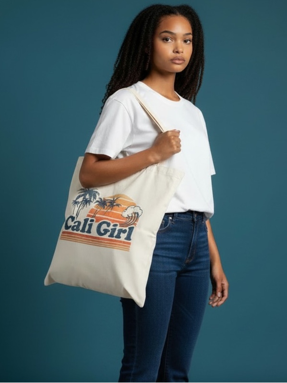 ❤️ NEW! RETRO Cali Girl California Beach Vibes Reusable Canvas Tote Bag